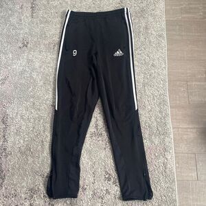 Adidas Unisex Black Athletic Soccer Track Zip Up Pants #9 Sz Small
